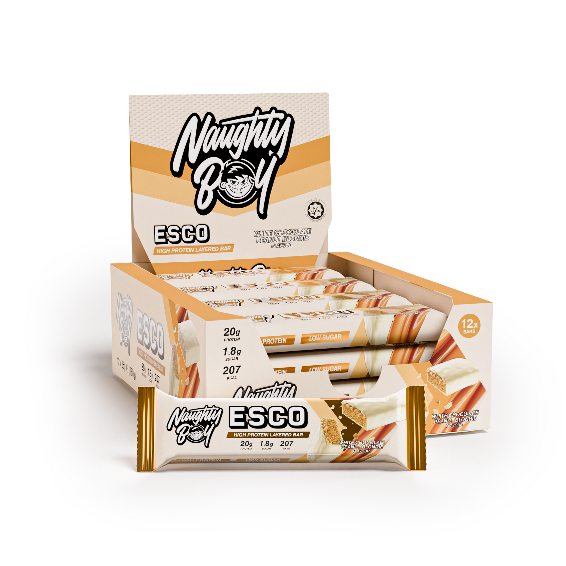 Naughty Boy ESCO Protein Bars White Chocolate Peanut Butter Blondie 12 x 65g